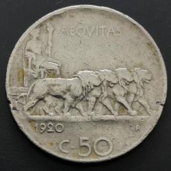 Monnaie Italie - 1920 - 50 centesimi Victor-Emmanuel III (Grade : AB) - Ref N0644