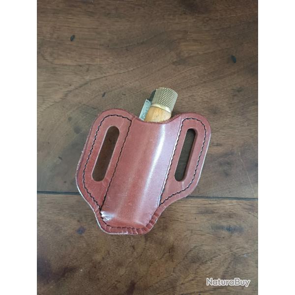Etui "sandwich" pour couteau pliant marron