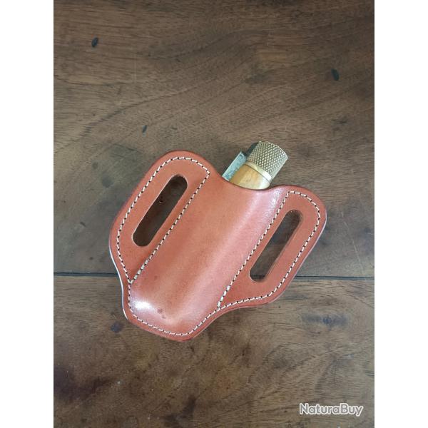 Etui "sandwich" pour couteau pliant marron clair