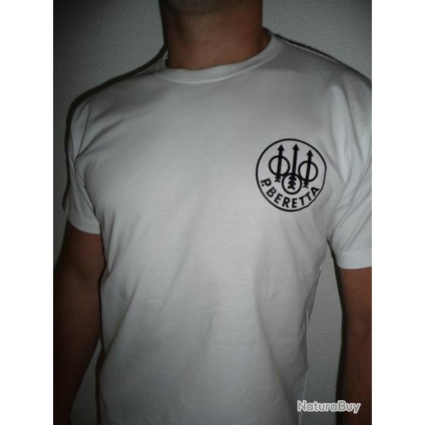 T SHIRT blanc pistolet BERETTA Original tailles M  XL XXL ( tar tir stand tee FUSIL PISTOLET 92 FS