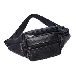 Sac Banane Cuir PU Homme Femme Voyage Randonnée Sport Smartphone Noir