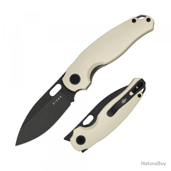 Couteau Kizer Seagull 14C28N Sandvik 14C28N Manche Aluminium Ivory Liner Lock KIV3770A3