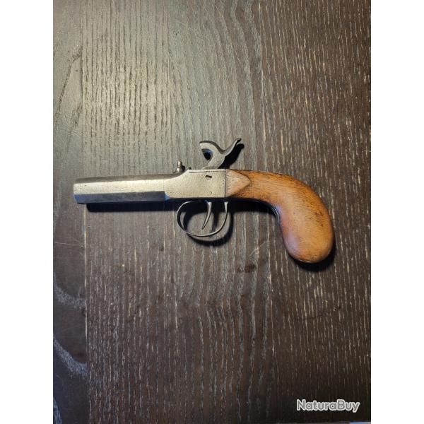 Pistolet a percussion cal.45 en bonne état,"pistolet a coffre" poudre noire