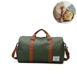 Sac de Voyage Grand Sac Weekend Tissu Oxford Imperméable Bandoulière Compartiment Chaussures Vert