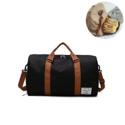 Sac de Voyage Grand Sac Weekend Tissu Oxford Imperméable Bandoulière Compartiment Chaussures Noir