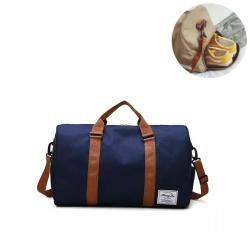 Sac de Voyage Grand Sac Weekend Tissu Oxford Imperméable Bandoulière Compartiment Chaussures Bleu