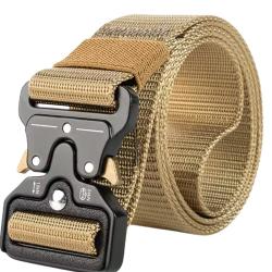 Ceinture Tactique Nylon Boucle Rapide Militaire Outdoor Homme Femme 120cm Beige