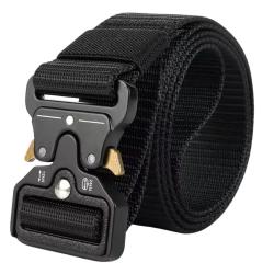 Ceinture Tactique Nylon Boucle Rapide Militaire Outdoor Homme Femme 120cm Noir