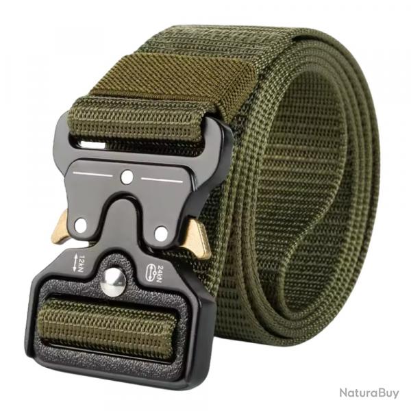Ceinture Tactique Nylon Boucle Rapide Militaire Outdoor Homme Femme 120cm Vert