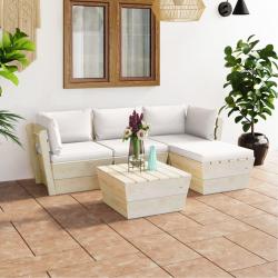 Salon de jardin palette 5 pcs avec coussins bois d'épicéa