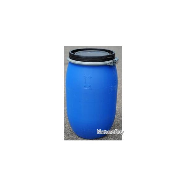 Bidon plastique 30 litres tonneau container croquettes chien chat graines volailles abreuvoir poules