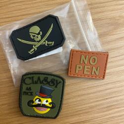 Lot 3 Écussons Tactical Patch No Pen Velcro marron vert noir PVC