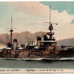 CPA - Marine de Guerre - " République " Cuirasse de 1er classe N°1585