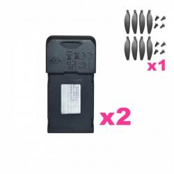 2x Batteries Drone 3.7V 1800mAh + 8 Hélices pour KY102/KY102 MAX | Accessoires Recharge & Réparation