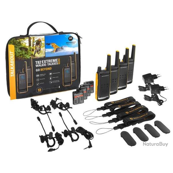 Motorola T82 Extreme Quad Pack de 4 portatifs avec chargeurs