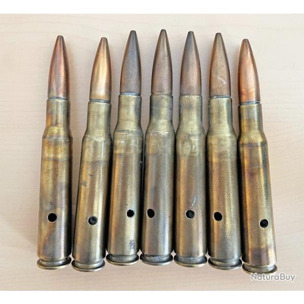 Lot de 7 Balles neutralises 12,7x99, BMG .50,  ww2,  marques FA 43 et FA 41