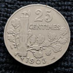 Monnaie France - 1905 - 25 centimes Patey 2e type (Grade : TB) - Ref N0918