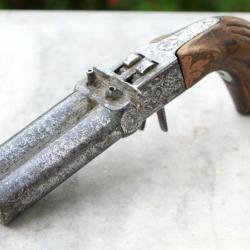 Pistolet à balle forcée double canon à percussion calibre 13 mm  XIX vente en l'état rf IFS25BUL003