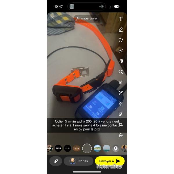 Colier Garmin alpha 200 et Colier t 20