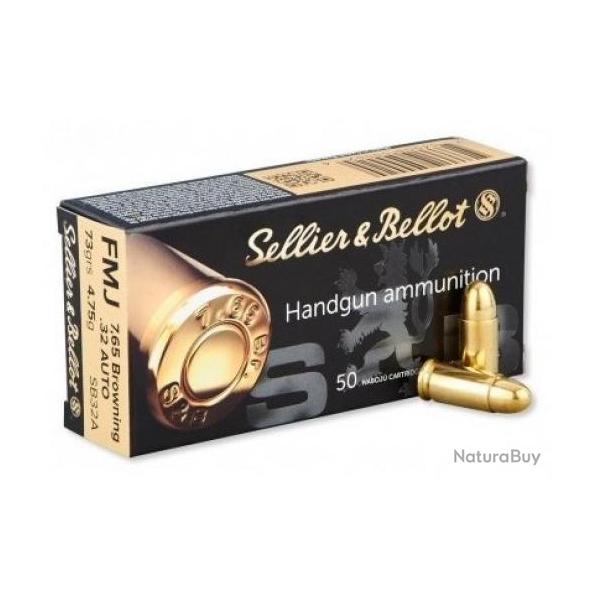 CARTOUCHES SELLIER BELLOT cal.7,65 mm (.32 Auto) FMJ par 10 boites, 500 munitions