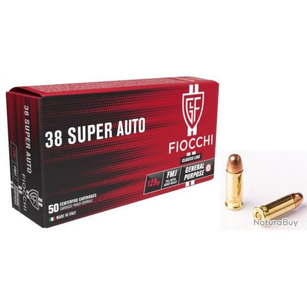Munitions FIOCCHI Cal 38 Super Auto FMJ 10 boites pour 500 munitions