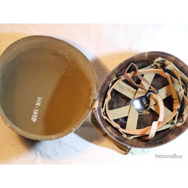 CASQUE français M51  lourd + liner neuf - Guerre INDOCHINE Algérie  Zéro KM ! en  excellent état