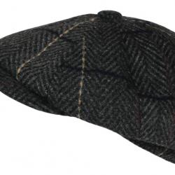 Beret Casquette Gavroche Grise Irlandaise à Chevrons en Laine Gurwal Taille unique Gris
