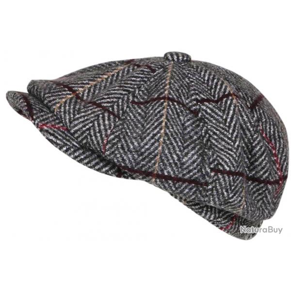 Beret Casquette Gavroche Gris Clair Irlandaise  Chevrons en Laine Gurwal Taille unique Gris