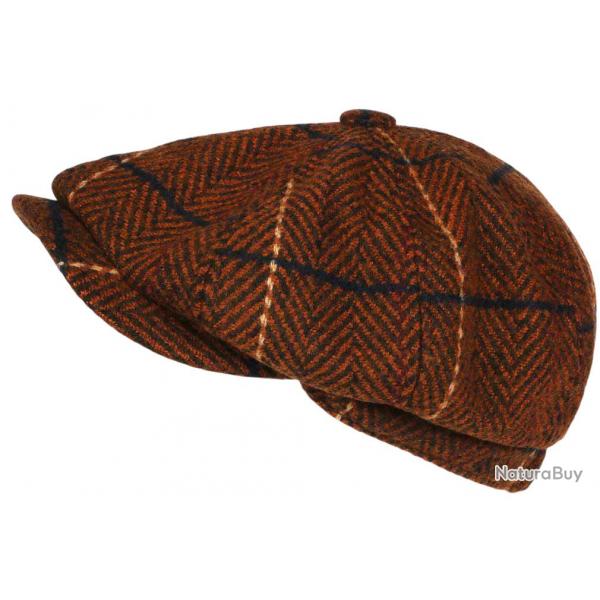 Beret Casquette Gavroche Orange Irlandaise  Chevrons en Laine Gurwal Taille unique Orange