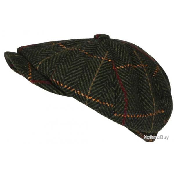 Beret Casquette Gavroche Verte Irlandaise  Chevrons en Laine Gurwal Taille unique Vert