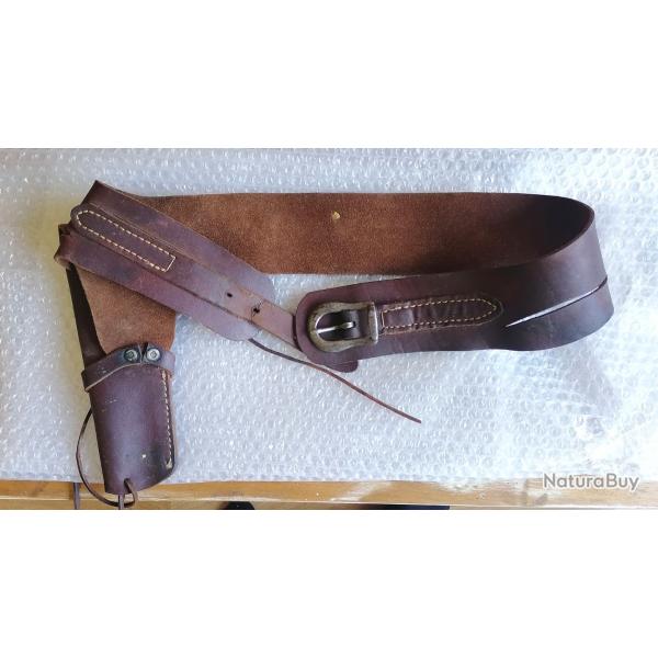 Ceinture + holster cuir pour revolver