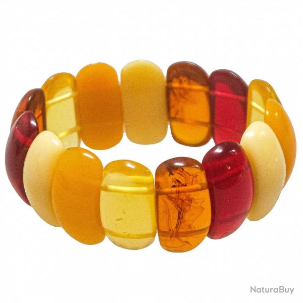 Bracelet manchette lastiqu en ambre de la mer Baltique