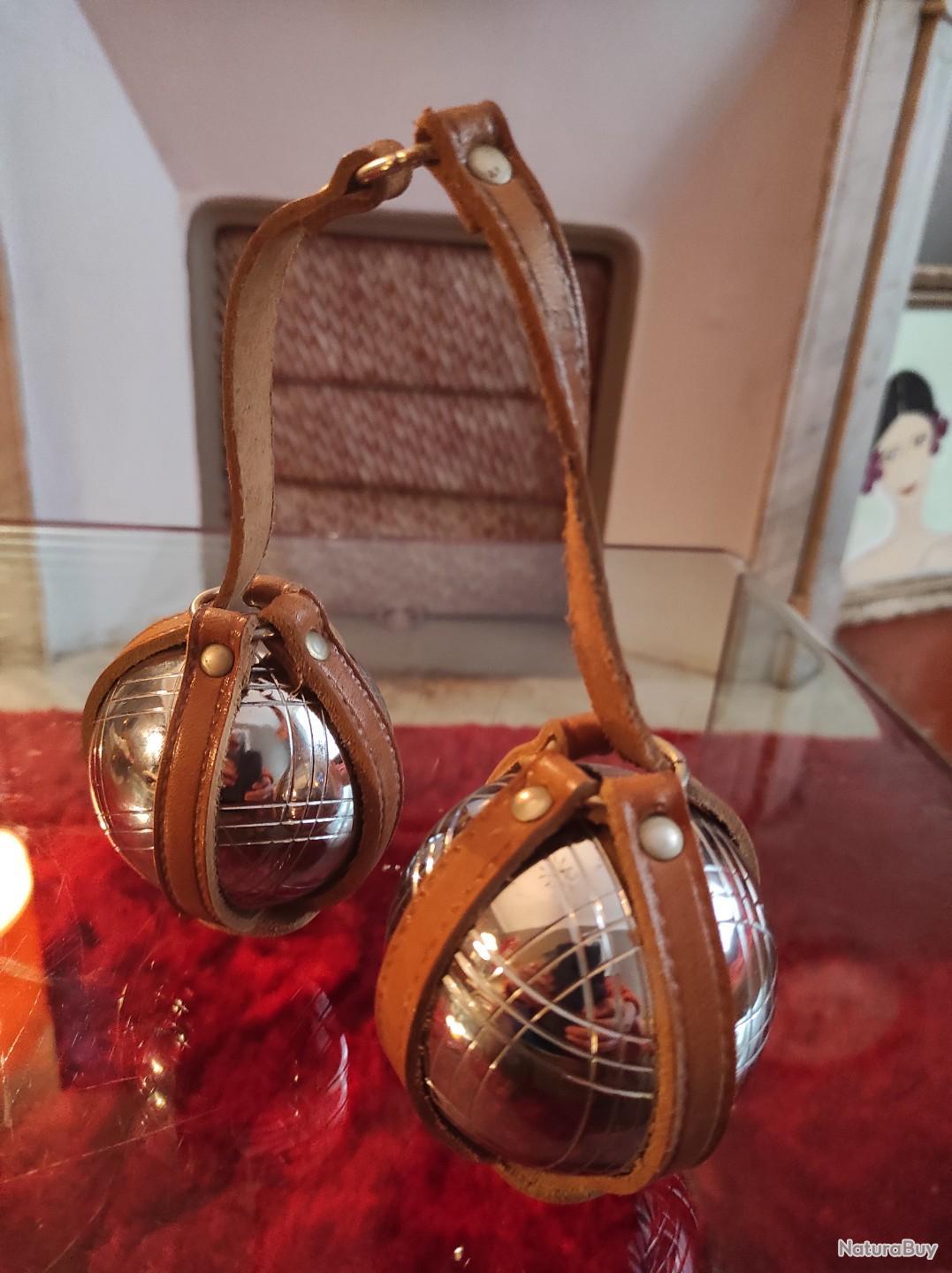 Porte Boules De Pétanque Ancien En Cuir - Support Français XXème