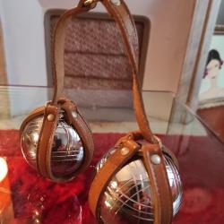 Ancien  porte boule doublette pétanque cuir lanière marque JB  Neuf