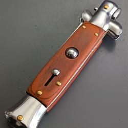 ANCIEN COUTEAU À SYSTÈME, manche bois, fonctionne parfaitement, en très bon état.