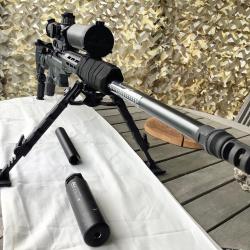 TIKKA T3TACA1+SCHMIDT 5-25x56PMII P5FL Mrad+bipied ACCU TAC WB5 QR+MONOPIED PGM +MONTAGE ERATAC+ASE