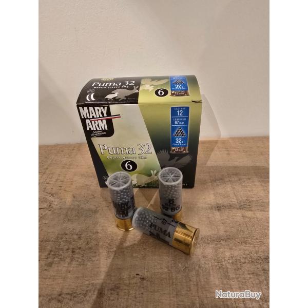 Lot de 5 boites de cartouche Mary Arm Puma 32 calibre 12/67 plomb de 6