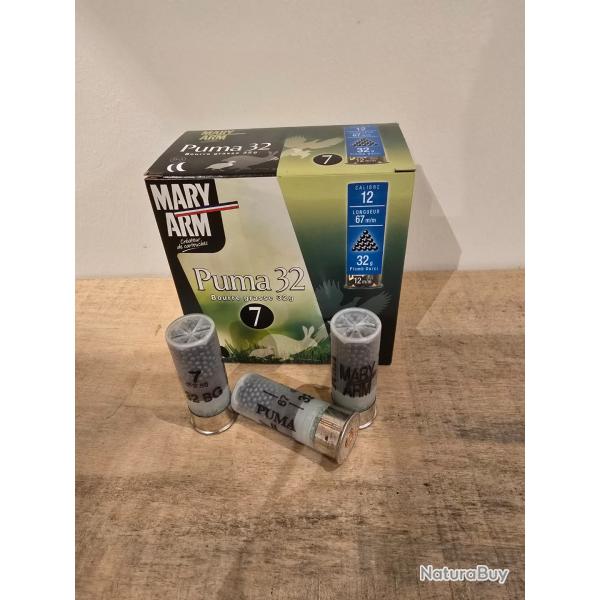 Carton de 10 boites de Cartouche Mary Arm Puma 32 calibre 12/67 plomb de 7