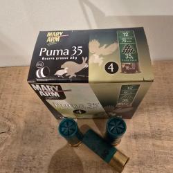 Lot de 7 boites de cartouches Mary Arm Puma 35 calibre 12/70 plomb de 4