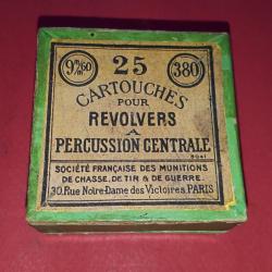 Boite complète 25 Cartouches calibre 380 Gaupillat à Amorçage Couvert Poudre Noire N°8041