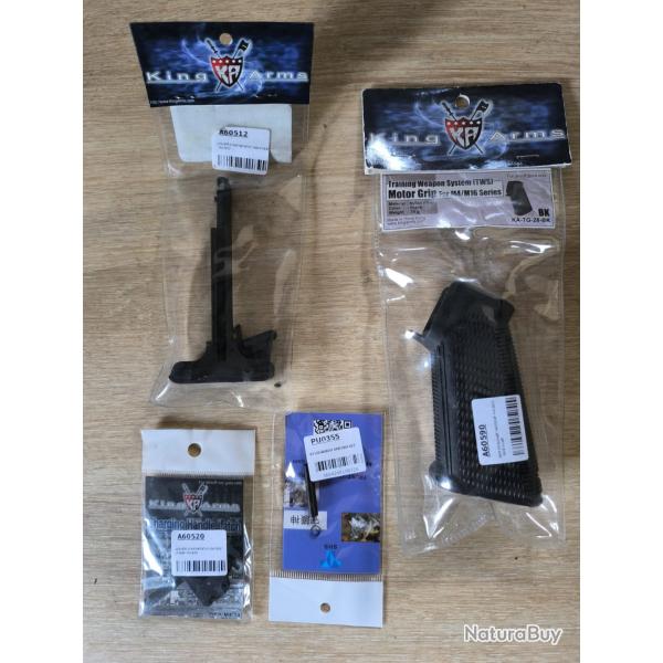 Destockage lot pièces M4 airsoft poignées grip, ressort, levier armement (-95%)