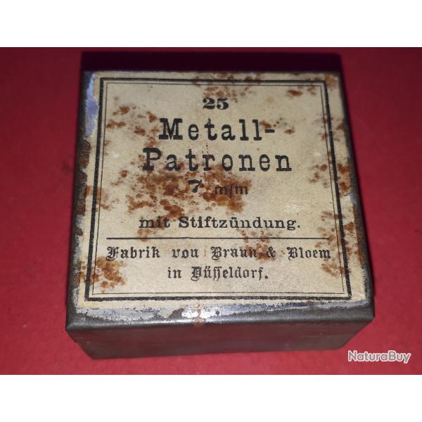 Boite tle complte 25 Cartouches 7MM  Broche Poudre Noire pour revolver Lefaucheux