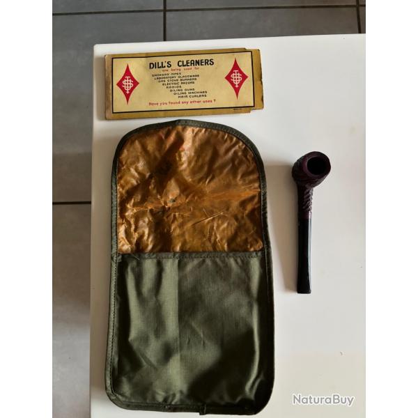 Lot complet WW2 US Army Pipe Anzio avec Blague  tabac et Dill's pipe Cleaners