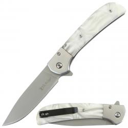 Couteau Elk Ridge A/O Lame Acier 3Cr13MoV Manche ABS Imitation Coquillage Liner Lock ERA2022MP