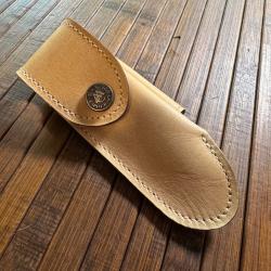 ÉTUI EN CUIR ARTISANAL MAX CAPDEBARTHES COUTEAUX PORT HORIZONTAL OU VERTICAL FRANCE