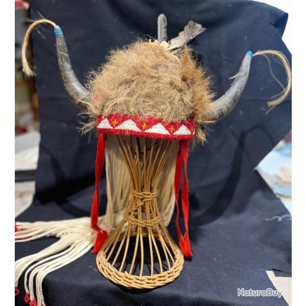 Rare coiffe en bison indien des plaines
