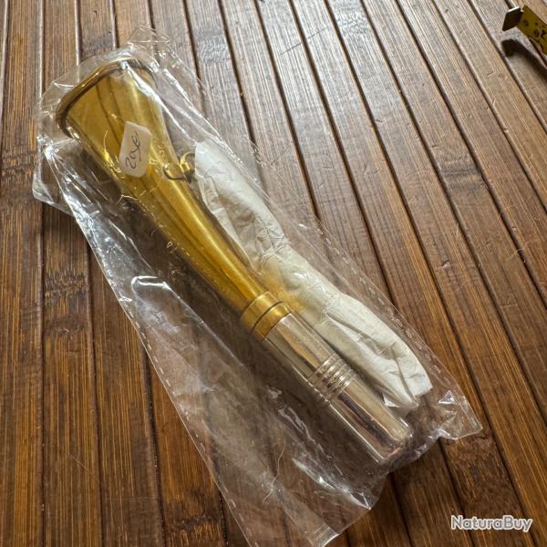 CORNE D'APPEL EN LAITON NEUF 16 cm lacet cuir -