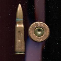 7.62 x 39 AK 47 - URSS - Inerte de manipulation acier cuivré -  marquage : 539 86