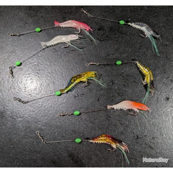 LEURRE BIONIQUE DE DEUX CREVETTES APPAT COULEURS POUR PECHE EN MER LAC ET RIVIERE