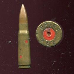 7.62 x 39 AK 47 - Tchécoslovaquie - Inerte de manipulation laiton/plastique - marquage : PP-67 7.62